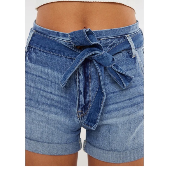 KanCan High Rise Belted Cuffed Shorts 6 28 - Picture 3 of 12